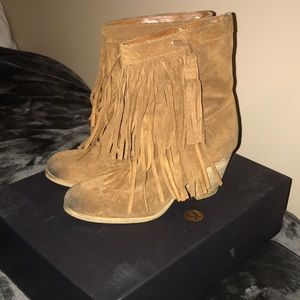 Denim & Supply Ralph Lauren Tan Fringe Ankle Boots